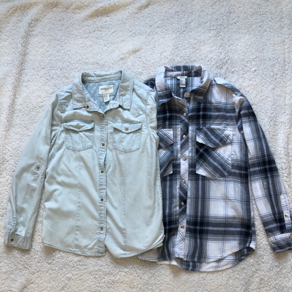 Two forever 21  button up shirts.